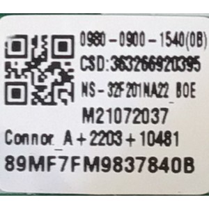 MAIN PARA TV INSIGNIA / NUMERO DE PARTE 0980-0900-1540 / TD.T950.67 / 363266920395 / M21072037 / DISPLAY LBM500M0702 / MODELO NS-32F201NA22